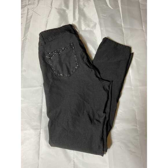 Royalty For You Black Denim Pants Rhinestone Pocket Detail Womens Size 10 - Picture 9 of 11